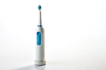 Electric toothbrush reflected on white background