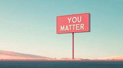 Sign with motivational message You Matter on color background