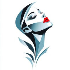 Abstract portrait of a woman with red lips.