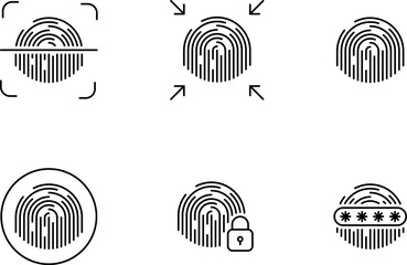Fingerprint biometric identification line icon. Biometric identification, fingerprint recognition or verification icon. Person verification, access security vector illustration.