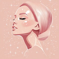 Woman with glowing skin and closed eyes