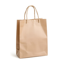 Brown paper shopping bag, white isolate background