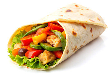 Chicken fajita roll, isolated on white background