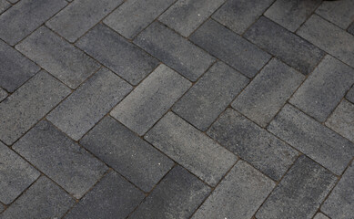 Gray stone pavement on the road