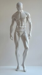 Obraz premium Striking White Male Mannequin in Dramatic Pose on Plain Background