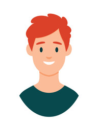 People avatar. Red-haired man head isolated on white background. Cute vector illustration. Flat style