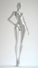 High Fashion Female Mannequin in Pose on Plain White Background