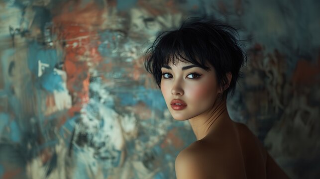 Pixie Cut for Asian women, haircut, styling, bangs.