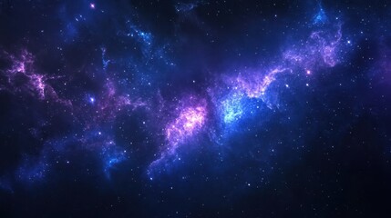 Fototapeta premium A stunning background of the Milky Way galaxy, showcasing its brilliant stars and cosmic dust in deep shades of blue and purple 