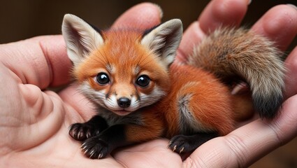 Obraz premium red fox in hand