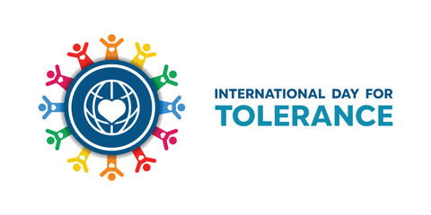 International Day For Tolerance. People, earth and heart. Great for cards, banners, posters, social media and more. White background. 