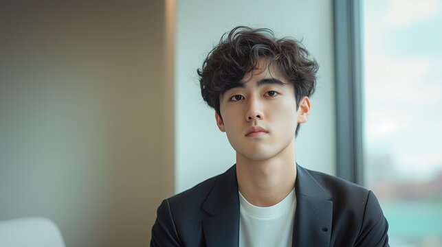 Textured Korean Two-Block Cut, haircut