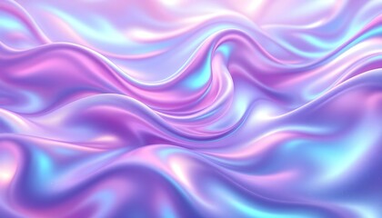 Obraz premium Abstract Holo gradient Render 3D object with a reflective surface and iridescent colors. Holographic chrome gradient waves abstract background. Liquid surface, ripples, reflections. 3d render