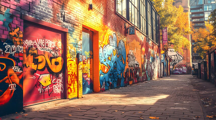 Fototapeta premium Graffiti Wall Art in an Urban Alleyway