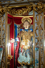 Fototapeta premium Festival of Sant'Efisio in Cagliari, Sardinia. The statue of Saint Effisio in Church of Sant'Efisio, in the old part of town.