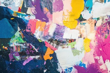 Naklejka premium Vibrant abstract collage with colorful layers for creative design inspiration