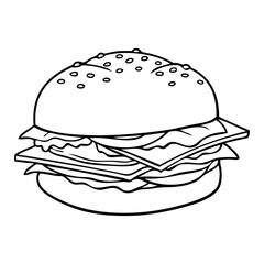 burger outline vector illustration