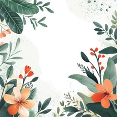 Minimalistic botanical design with vibrant florals and greenery