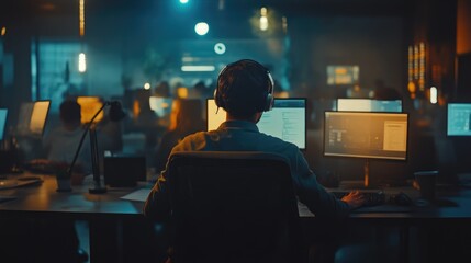 Friendly Help Desk Office with Support Technicians Assisting Customers