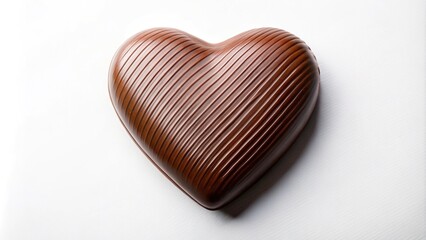Heart shaped melted chocolate on white background