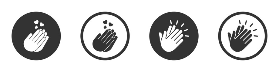 Set of hands clapping vector icon. Clap symbol. Victory gesture. Applause signs. Congratulations, celebration and success symbols