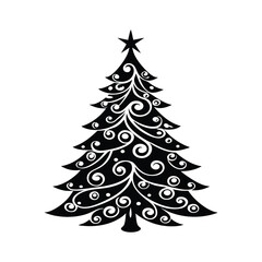 Obraz premium This elegant Christmas tree silhouette vector brings a minimalist and stylish touch to any holiday project. Ideal for festive designs, greeting cards, decorations, and seasonal graphics.