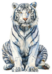 PNG An isolated white tiger illustration watercolor wildlife.