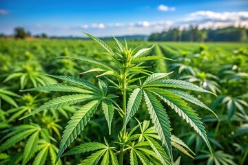 Fototapeta premium Hemp leaves Cannabis sativa plant background in marijuana plantations