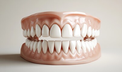 Obraz premium teeth that are realistic. White smile isolated in 3D for orthodontic clinic, white jaw render in dentistry concept. dental hygiene model