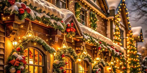 Fototapeta premium Christmas Garland Architectural Photography for Festive Holiday Decor Inspiration