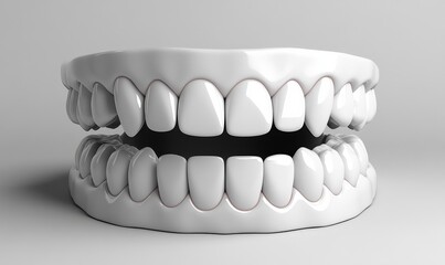 Obraz premium teeth that are realistic. White smile isolated in 3D for orthodontic clinic, white jaw render in dentistry concept. dental hygiene model