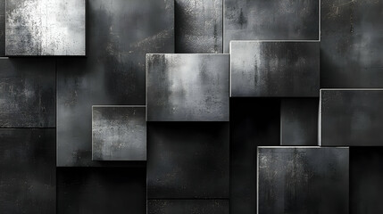 Abstract 3D Dark Grey Concrete Squares Background