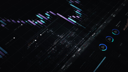 Dynamic data visuals for business info graphics, animated charts, and data-driven insights for a business meeting mock-up. Explore the world of trading, stock exchanges, and crypto