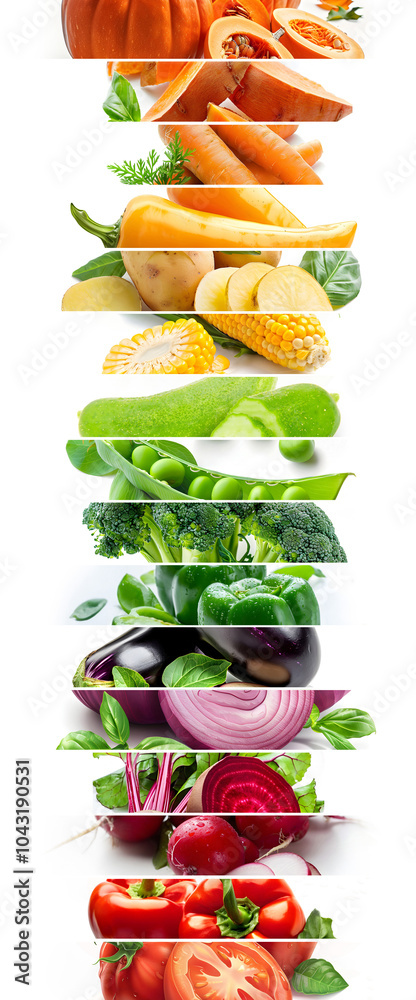 Wall mural Vegetable Mix Stripes Abstract Background.