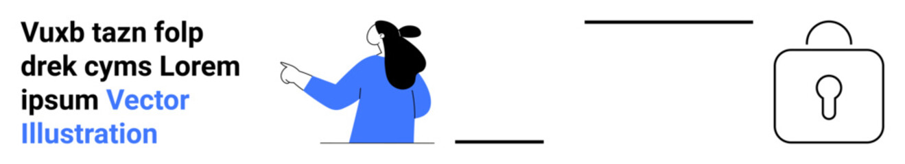 A person pointing towards a lock symbol Ideal for themes about business security, privacy, data protection, user interface, and cybersecurity Banner for landing page