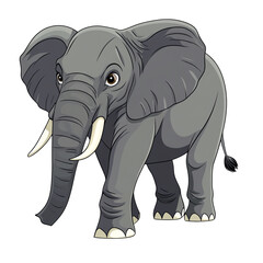 Fototapeta premium A vibrant illustration of a cheerful elephant, showcasing its character and unique features in a playful, cartoonish style.