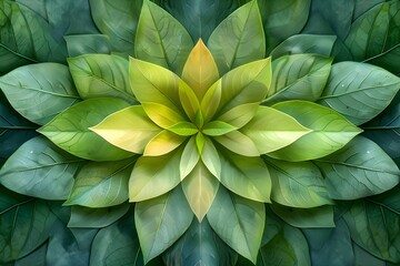 Fototapeta premium A green and yellow flower surrounded by green leaves