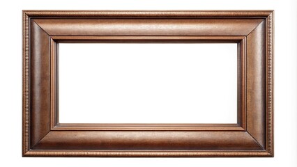 High angle bronze metallic frame isolated on white background