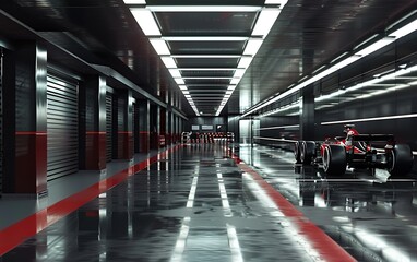 A formula 1 Garage empty, Generative Ai 
