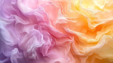 Fototapeta premium Gentle cloud-like textures in soft pastel hues of yellow, pink, and lilac, creating a dreamy effect