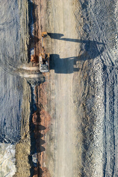 Aerial View of Excavator at Rio Tinto Mine, Spain