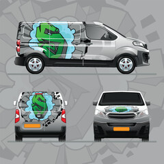 Abstract logo on a company van. Three sided wrap design.