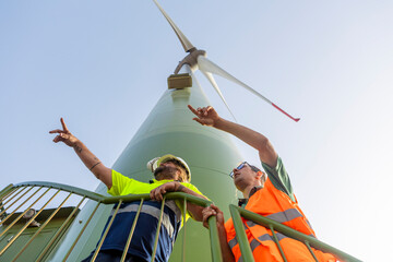 Disabled inspector assessing wind turbine safety