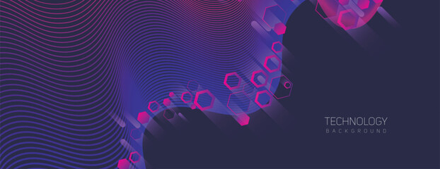 Abstract hexagon geometric technology and science background