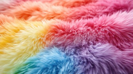 Fototapeta premium Vibrant rainbow-colored fur with a mix of bright hues blending together in a fluffy, playful texture