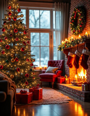 christmas tree with fireplace