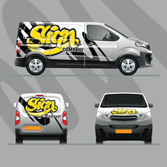 Company van with hand lettering on it, set from all sides.