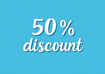 Fototapeta premium 50 percent off discount, black friday advertising panel, 50% discount notice label, discounted product sale promotion