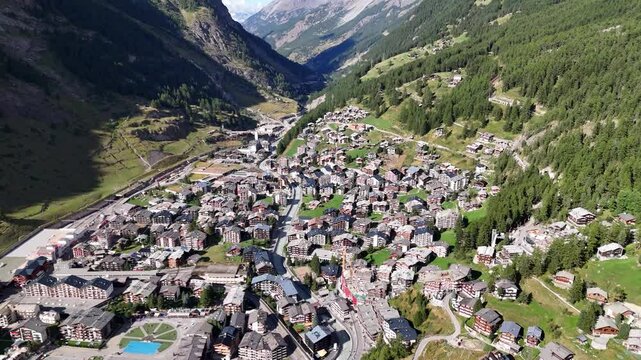 Aerial view of Zermatt town in Switzerland
