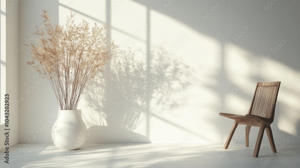 Wall mural minimalist white background with soft lighting and a gentle texture for depth